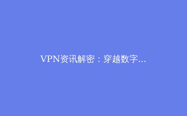 VPN资讯解密：穿越数字边界的守护者与双刃剑 - 2