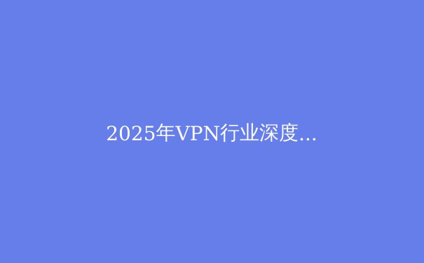 2025年VPN行业深度洞察：技术革新、隐私保护与使用全攻略 - 2