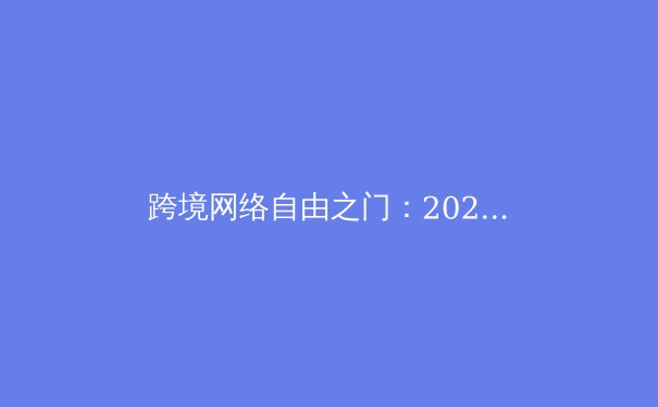 跨境网络自由之门：2024年全球VPN技术演进与法律风险解析